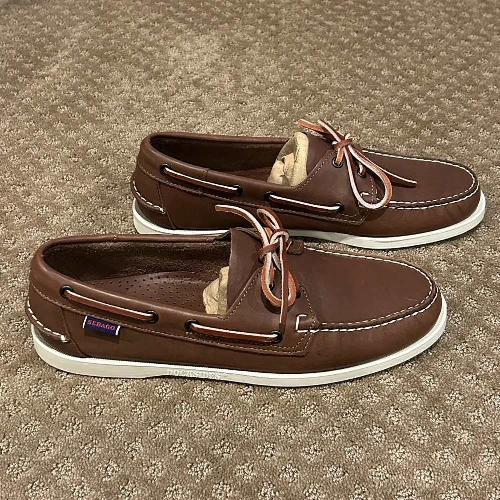 Sebago Men's “Portland” Brown Leather Dockside’s Boat Shoes Multiple Sizes